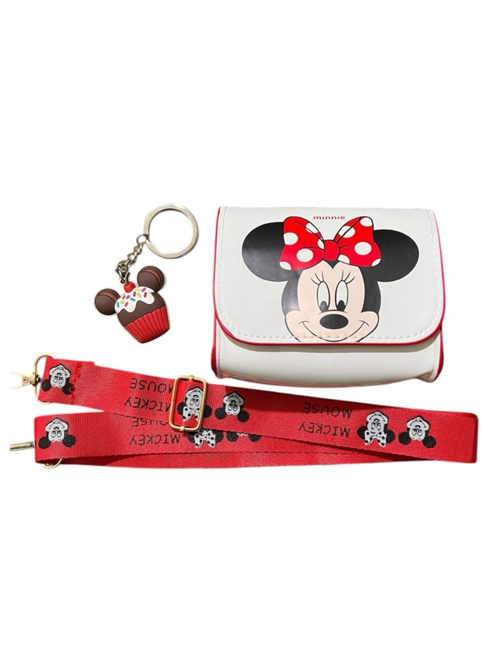 NEW Kids Minnie Crossbody Bag with Strap & Keychain - Picture 1 of 4